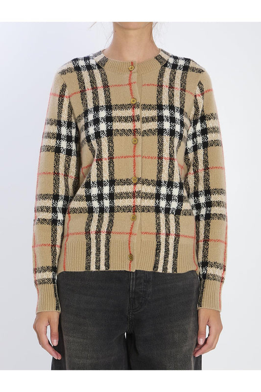 Check wool and cashmere cardigan