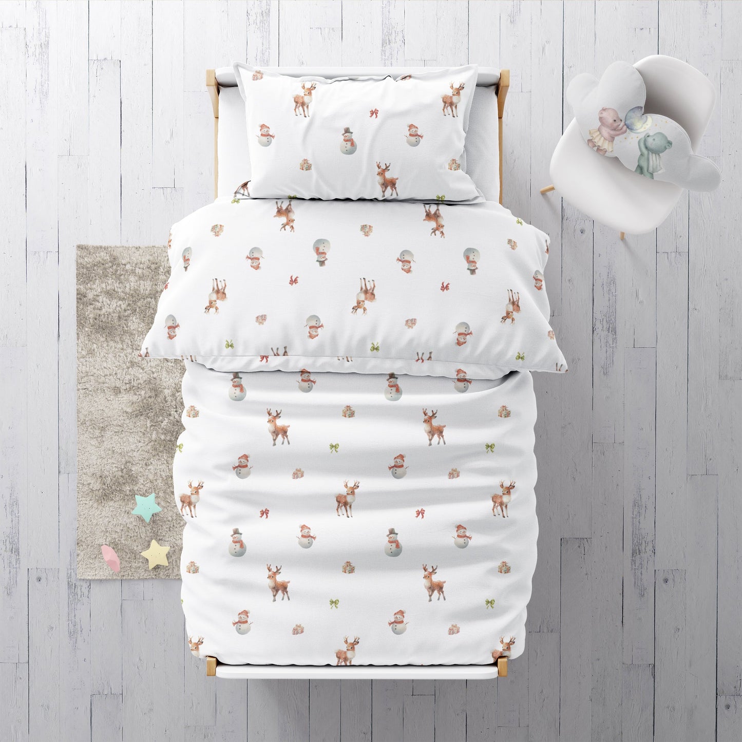 "Snowman and Deer" Premium Children's Bedding