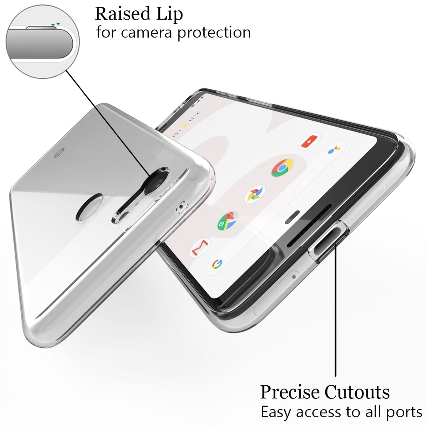 NALIA Handy Hülle für Google Pixel 3, Dünnes TPU Silikon Case Cover Bumper Etui