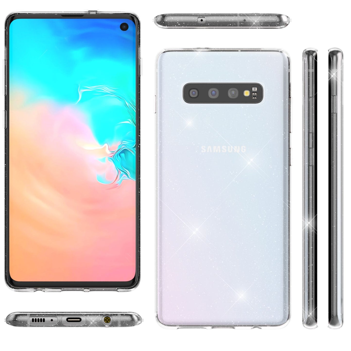 NALIA Glitter Case compatible with Samsung Galaxy S10, Glitter Case Phone Case