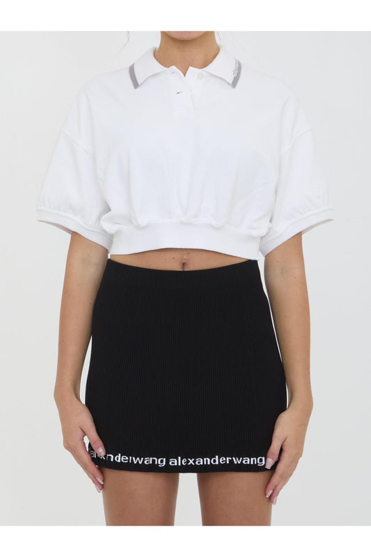 Cropped cotton polo shirt