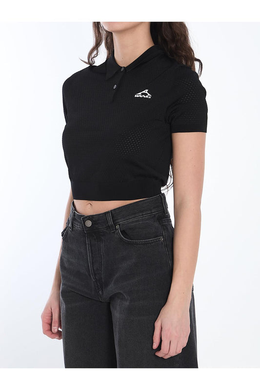 Cropped polo shirt with 3D logo