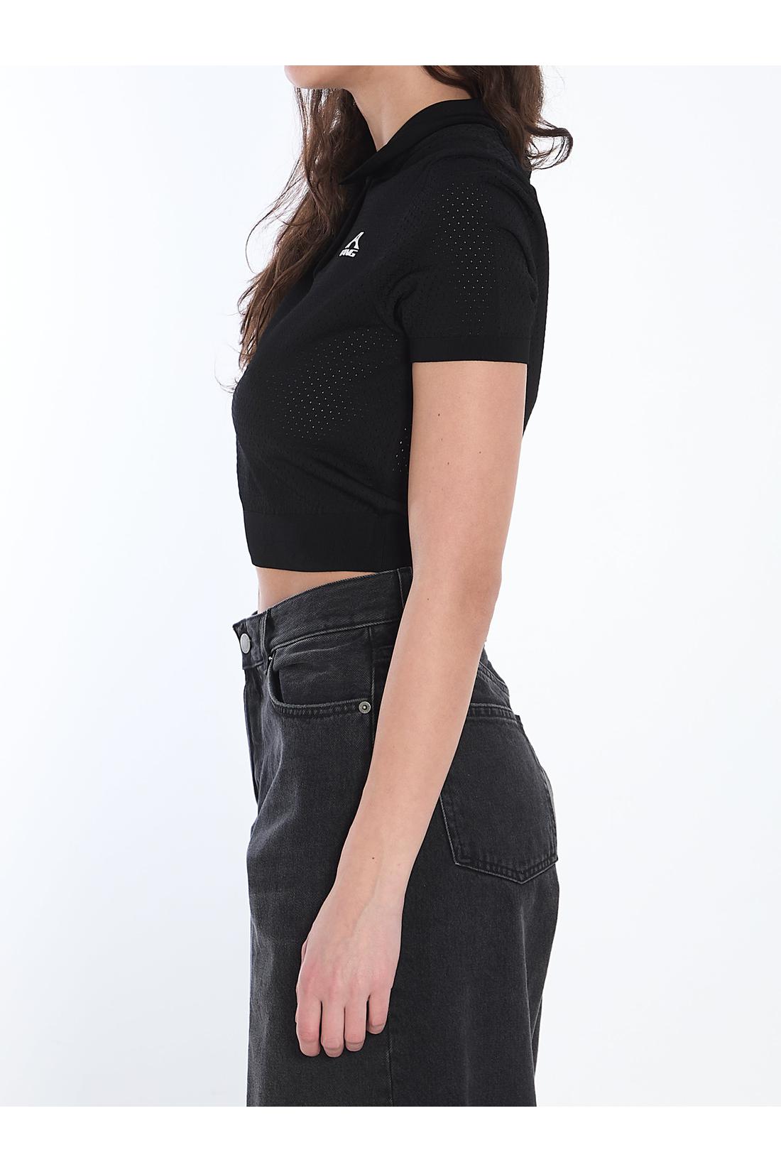 Cropped polo shirt with 3D logo