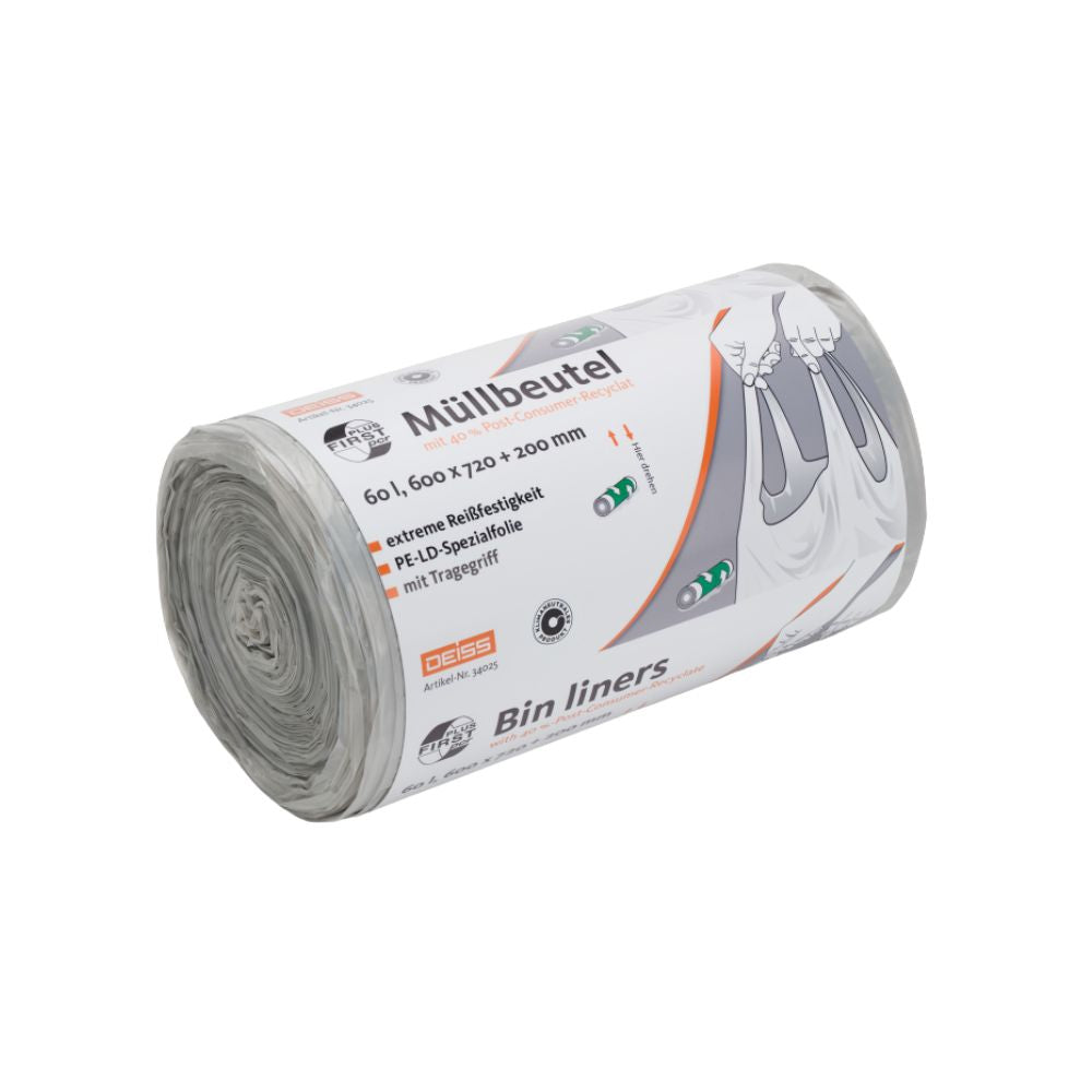 DEISS First Plus Pcr Müllbeutel 60 Liter, 34045 mit Tragegriff