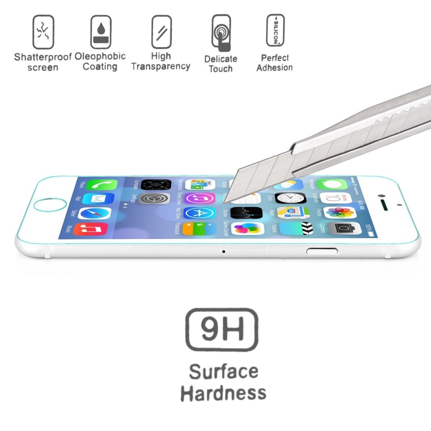 NALIA Schutzglas für Apple iPhone 6 / 6S, 9H Full Cover Displayschutz Glasfolie