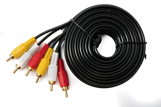 SYSTEM-S Cinch 3 RCA kapall 5 m karlkyns í karlkyns stereó og samsett AV svartur