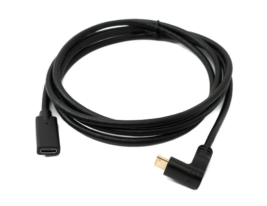 SYSTEM-S USB 3.1 Gen 2 Kabel 1,8 m Typ C Stecker zu Buchse Winkel in Schwarz
