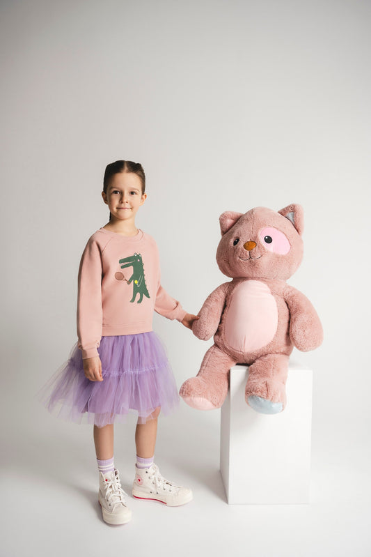 Baumwoll/Tüll Kleid Krokodil in Violett