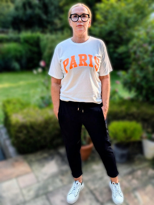 T-Shirt Paris Weiß Orange 100% Baumwolle One Size - MOOIJ