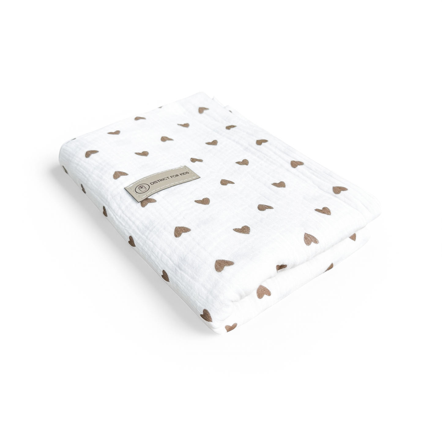 Decke Musselin Herzen braun - Mulltuch, Schmuse- & Puckdecke