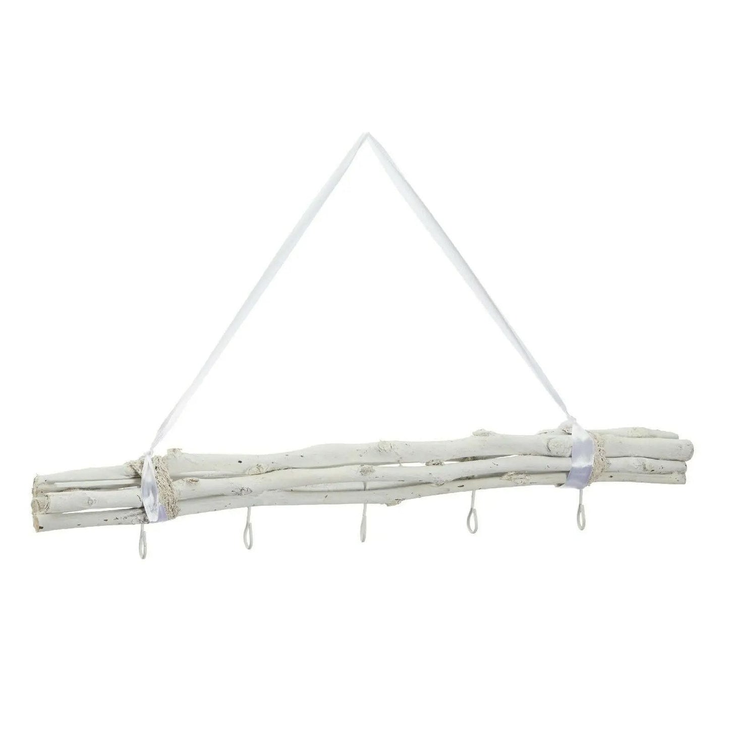 Dekozweig weiß Holz mit 5 Haken Fensterhänger Deko Landhaus Ast Dekoast 50 cm