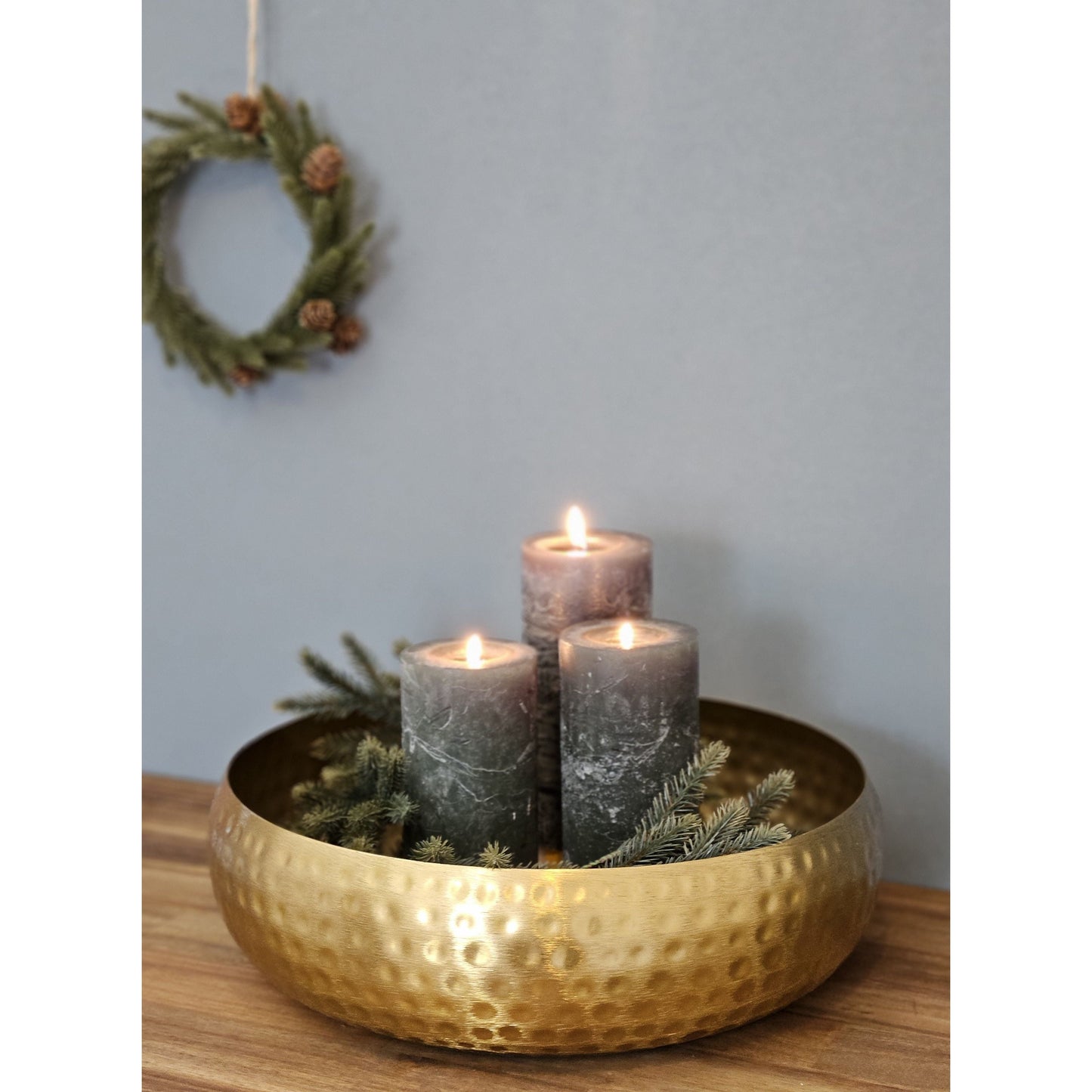 Metall Dekoschale Schale Metallschüssel rund gehämmert Hammerschlag gold 35 cm