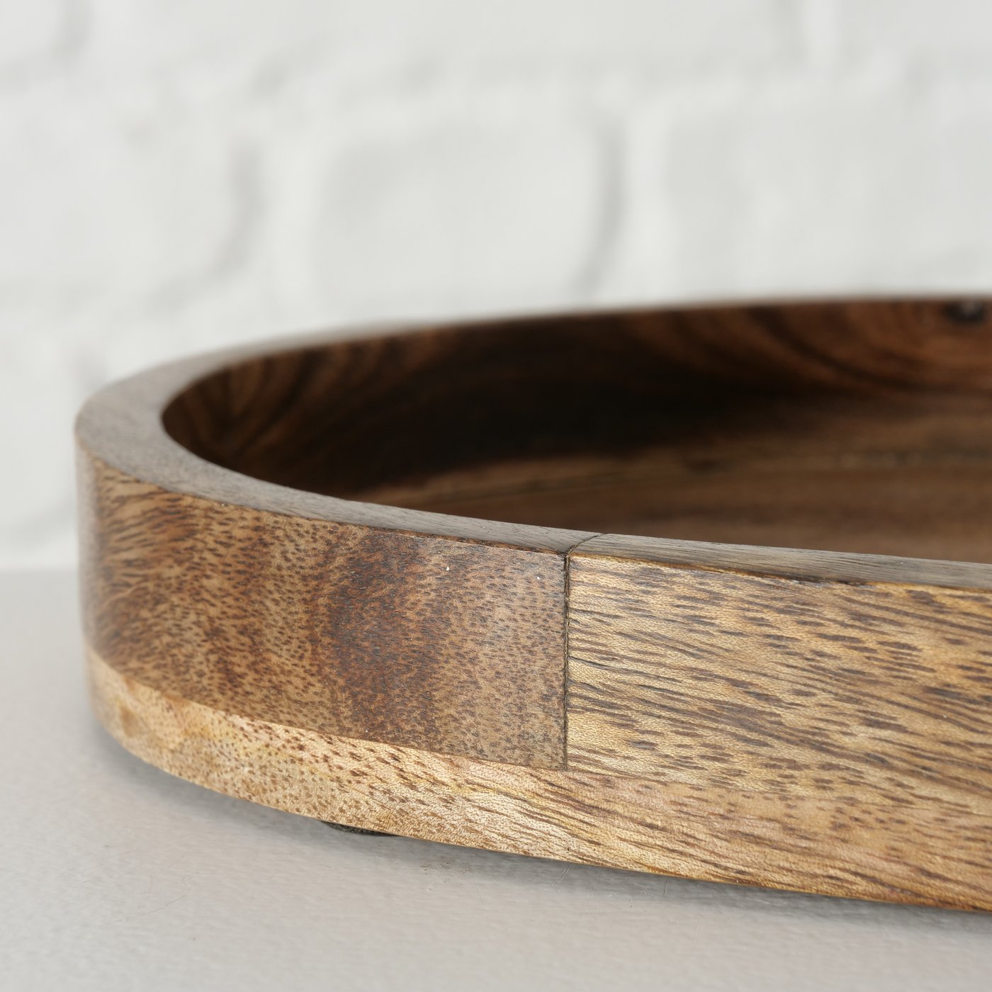 Dekotablett Denver Mangoholz Serviertablett Kerzenschale Obstschale Holz Oval