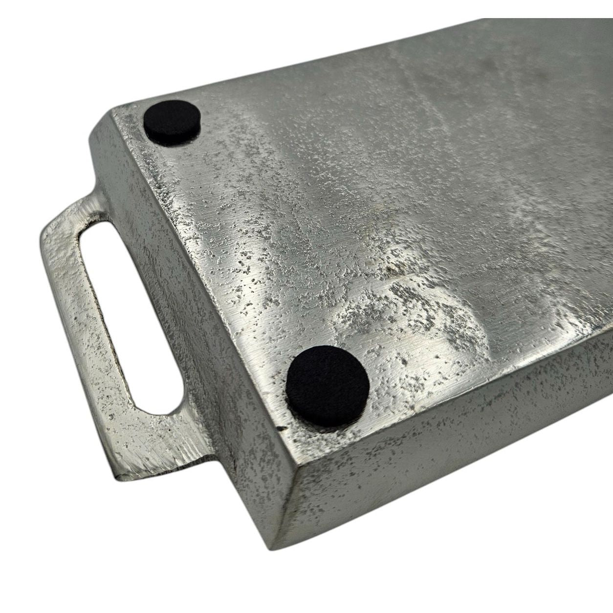 Metalltablett Tablett Serviertablett lang 59 cm Dekotablett silber mit Henkel