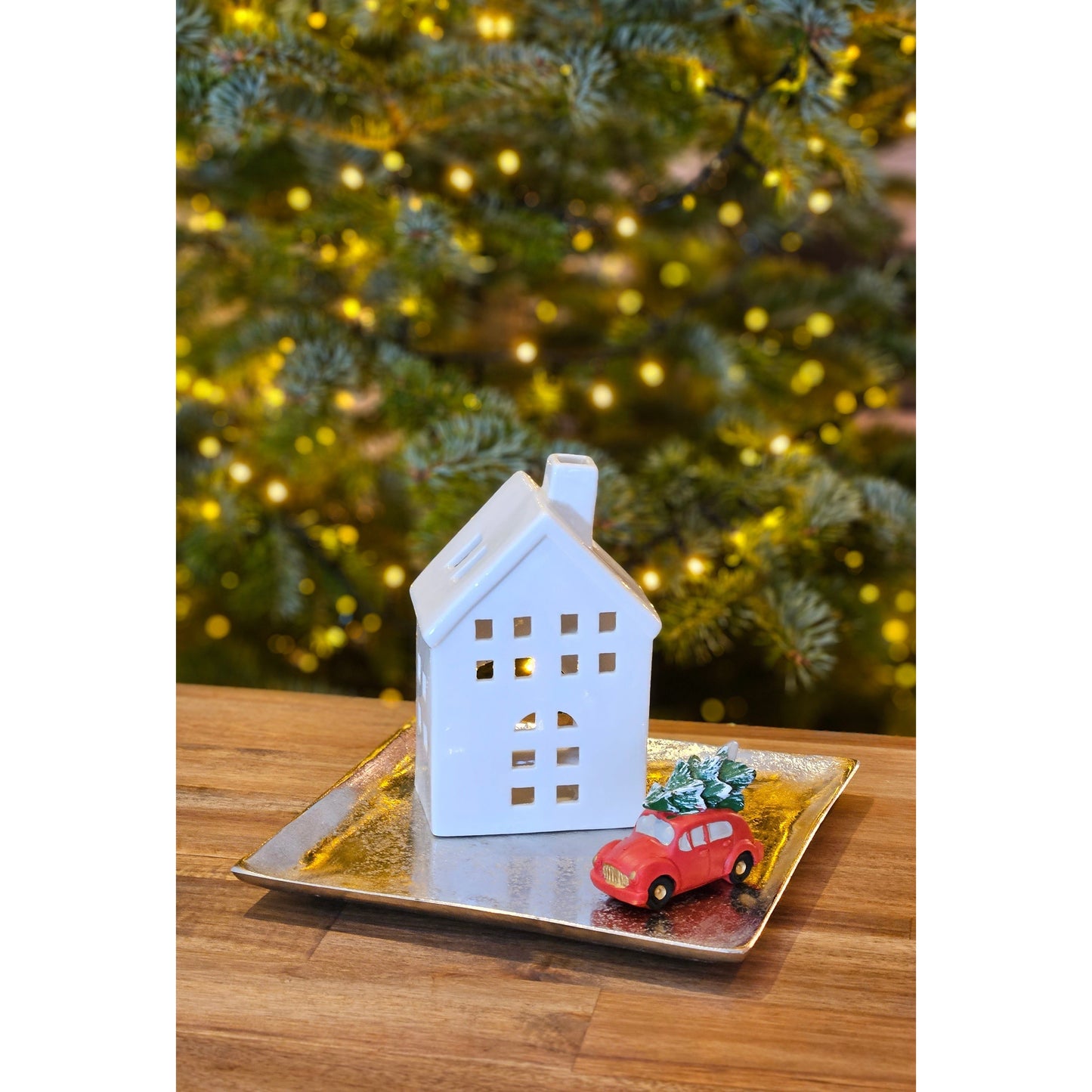 Dekoschale Dekoteller Metall Kerzentablett 20x20 cm Tablett Silber Quadratisch