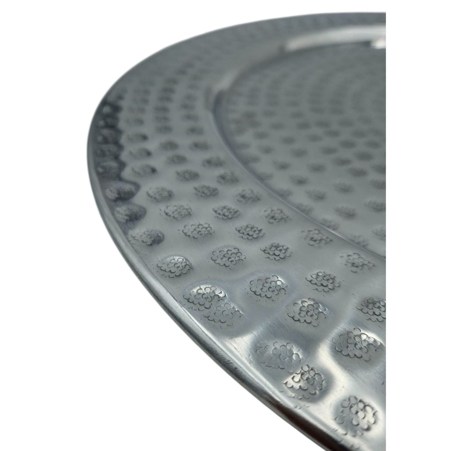 Dekoteller Kerzentablett Metallteller XXL 45 cm Hammerschlag silber Dekoschale