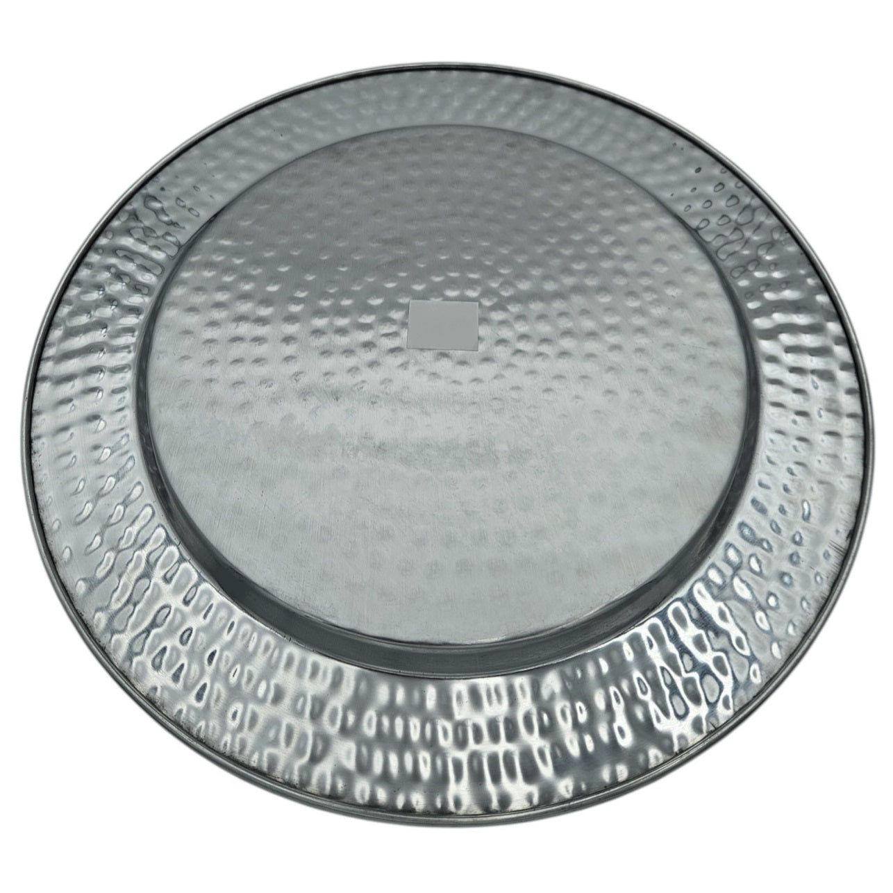 Dekoteller Kerzentablett Metallteller XXL 45 cm Hammerschlag silber Dekoschale