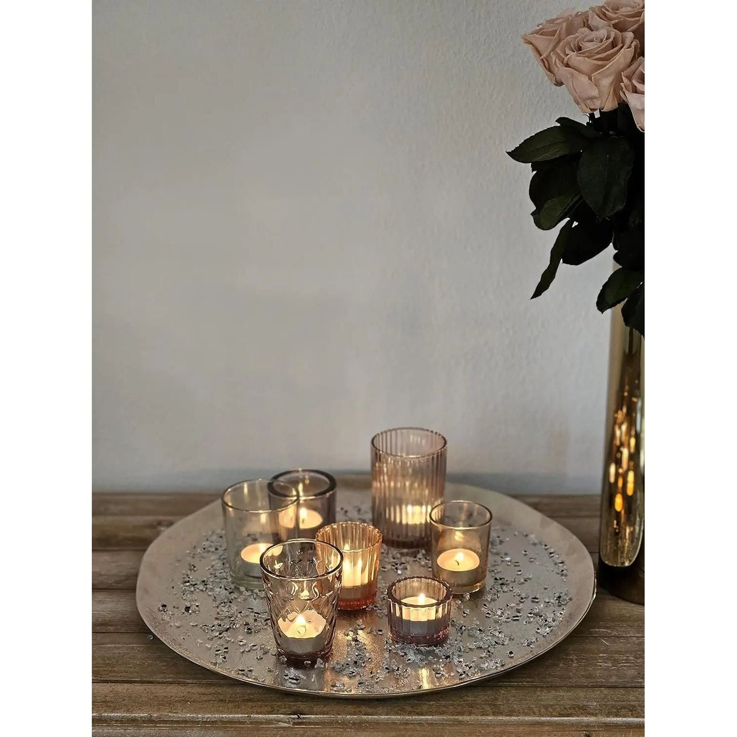 Dekoteller MILLY silber Metall Teller Schale Deko Tablett Kerzenteller