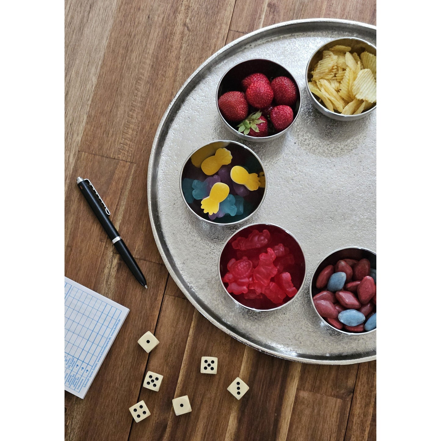 Deko Teller Schale silber rund 35 cm Kerzentablett Schale Metall Dekoration schwere Qualität