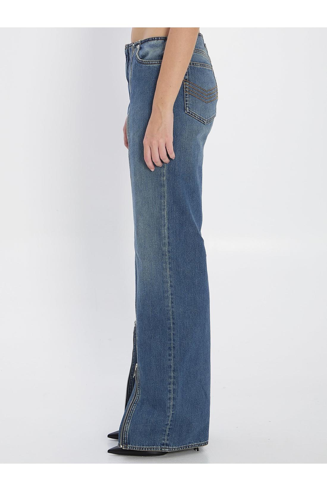 Denim front zipped trousers