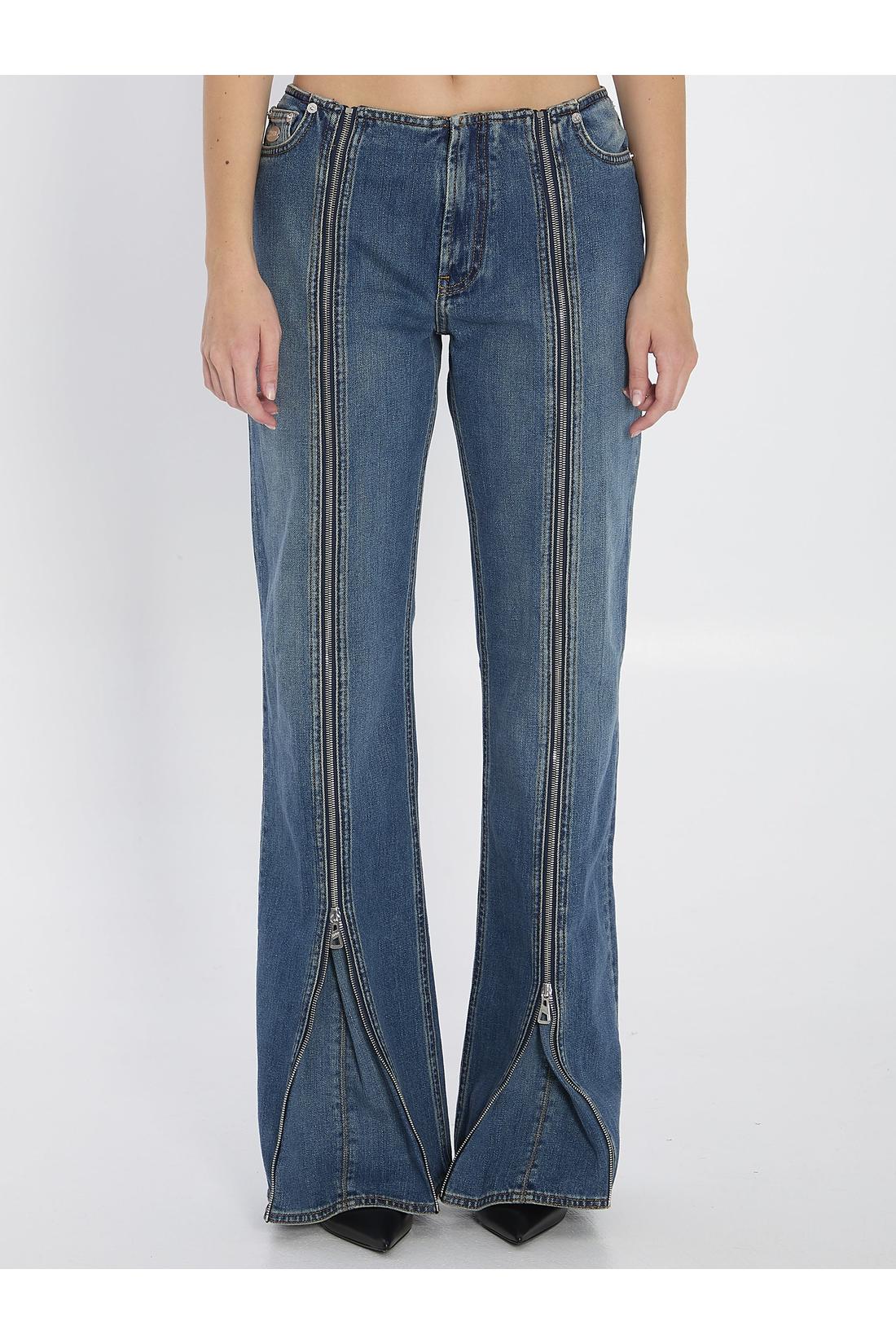 Denim front zipped trousers