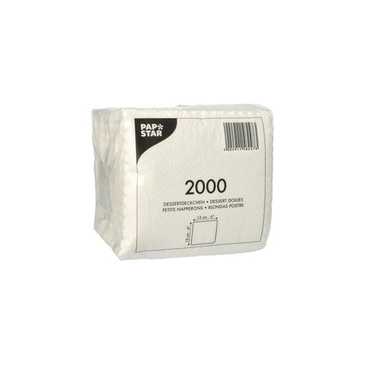 PAPSTAR Dessertdeckchen 15 cm x 15 cm weiss | Folie (2000 Stück)