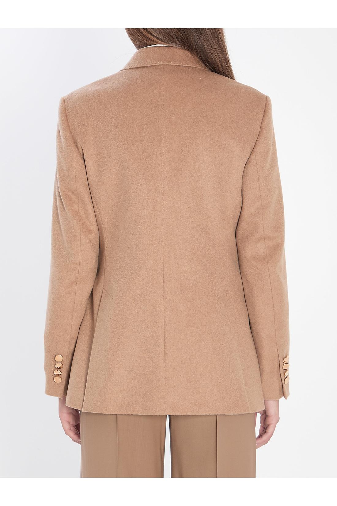 Double-breasted blazer in camel