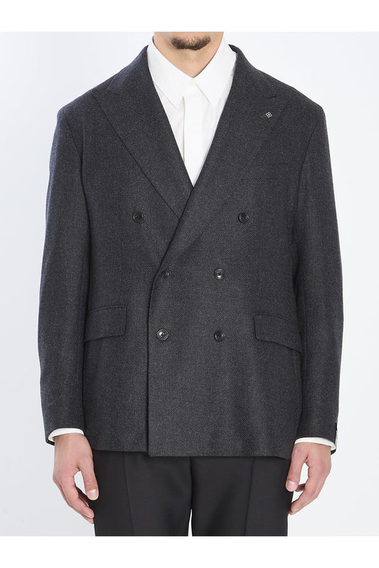 Double-breasted jacket in diagonal wool