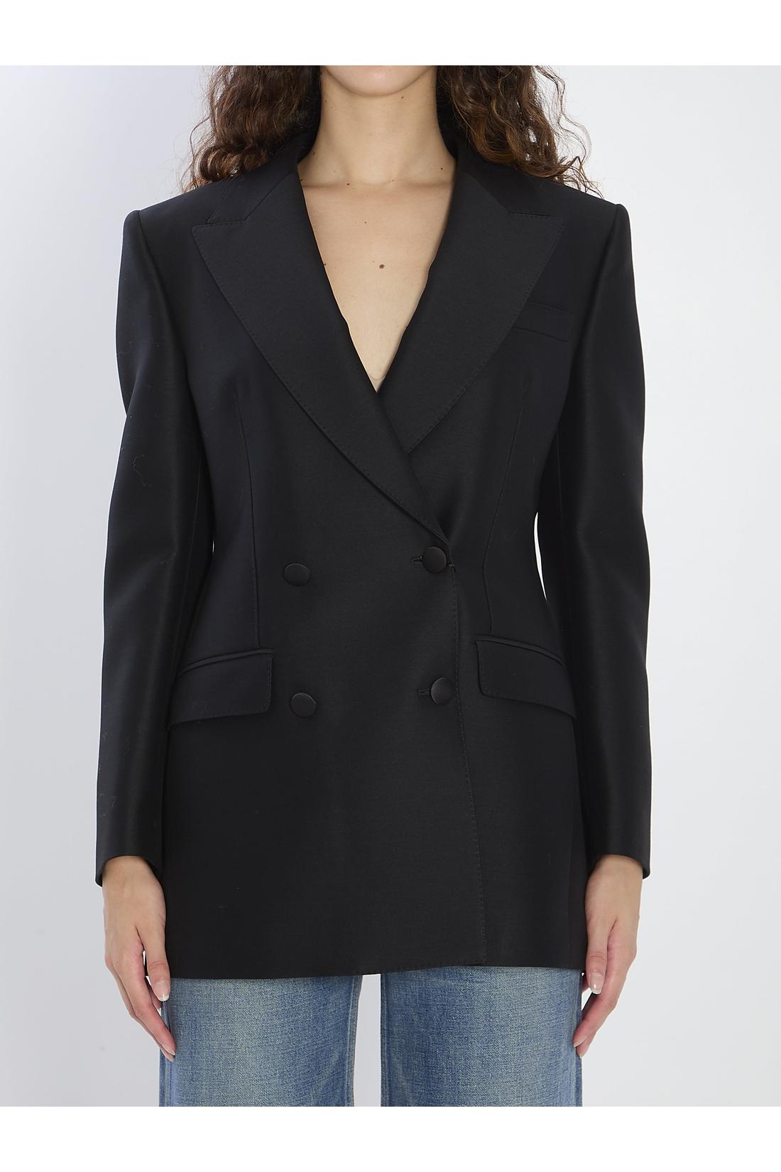Double-breasted jacket in faille