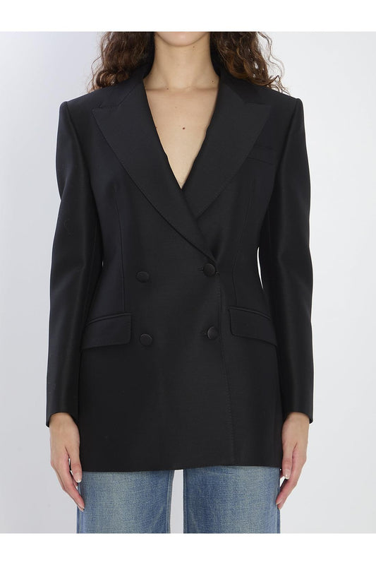 Double-breasted jacket in faille