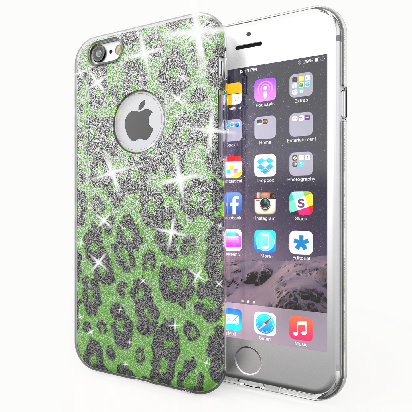 NALIA für IPHONE 6 / 6S Hülle TPU Silikon Cover Case Sparkle Leopard - Grün