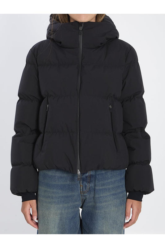 Double-layer down jacket with hood