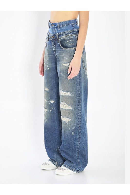 Double wasited denim jeans