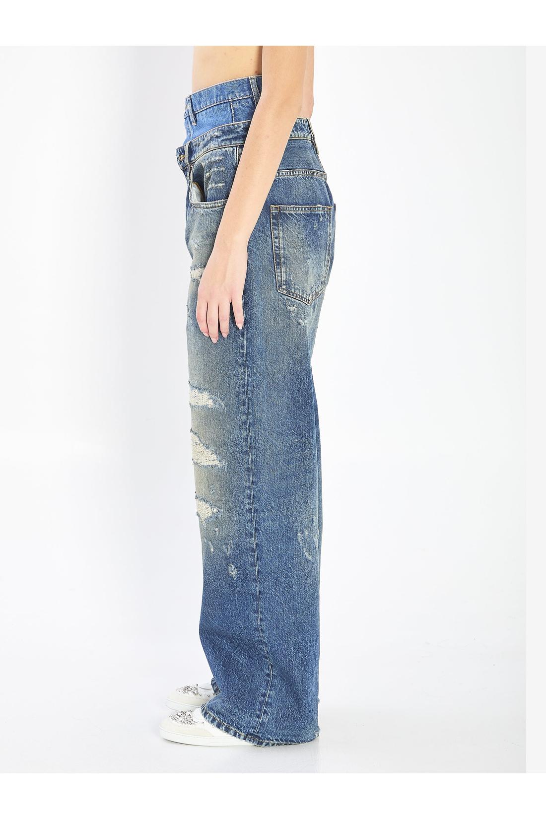 Double wasited denim jeans