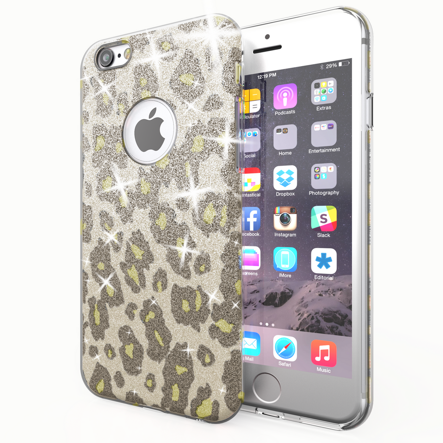 NALIA für IPHONE 6 / 6S Hülle TPU Silikon Cover Case Sparkle Leopard - Silber Grün