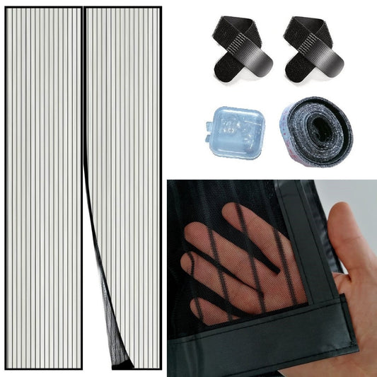 Magnetisches Fliegengitter für Tür Insektenschutznetz Polyester Schwarz