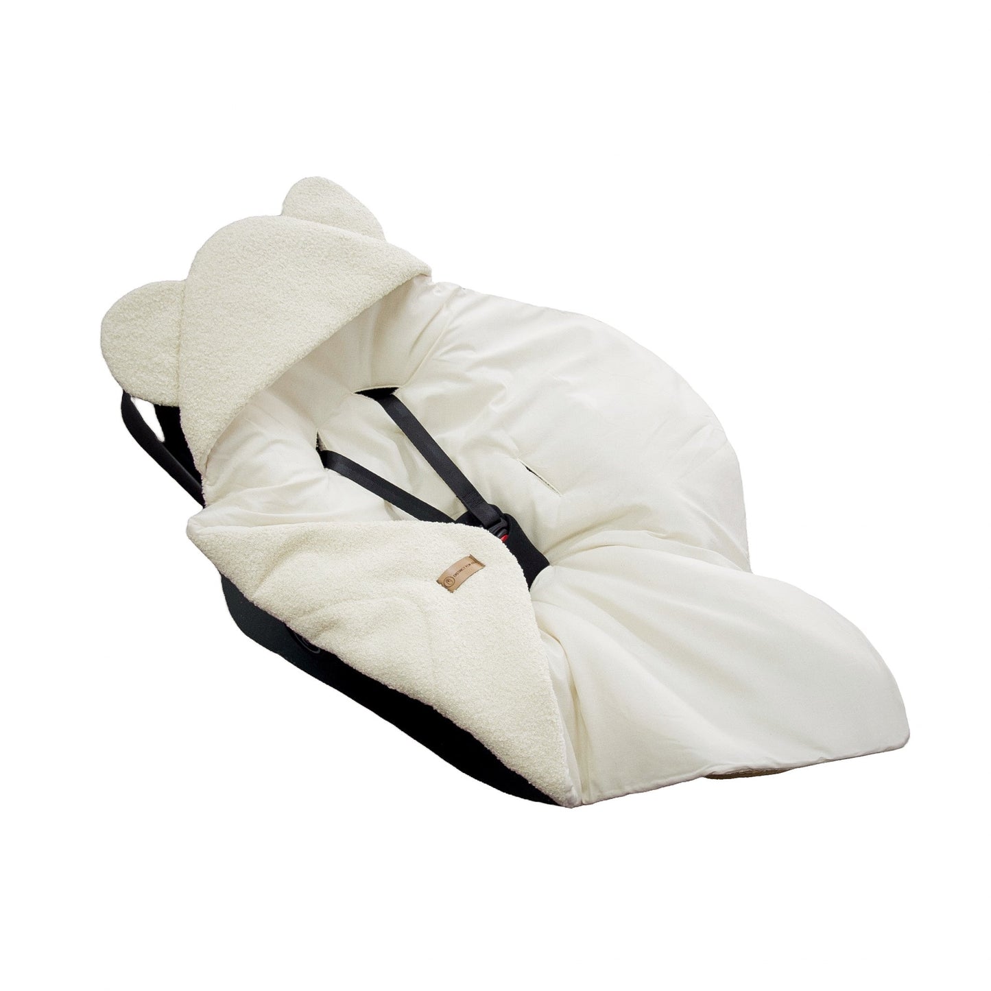 Einschlagdecke Teddystoff Bouclé Teddyohren  – ideal für jede Autoschale