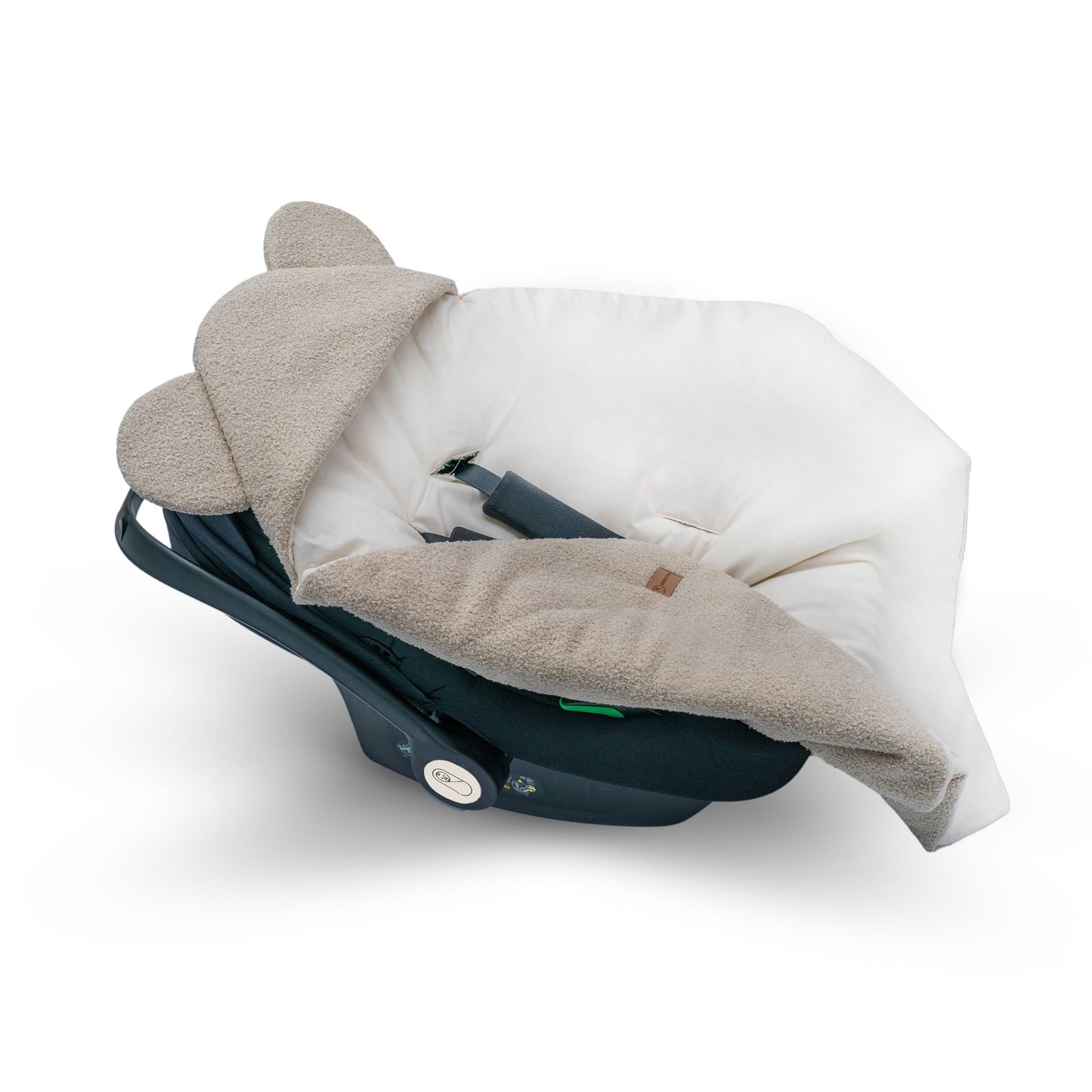 Einschlagdecke Teddystoff Bouclé Teddyohren  – ideal für jede Autoschale