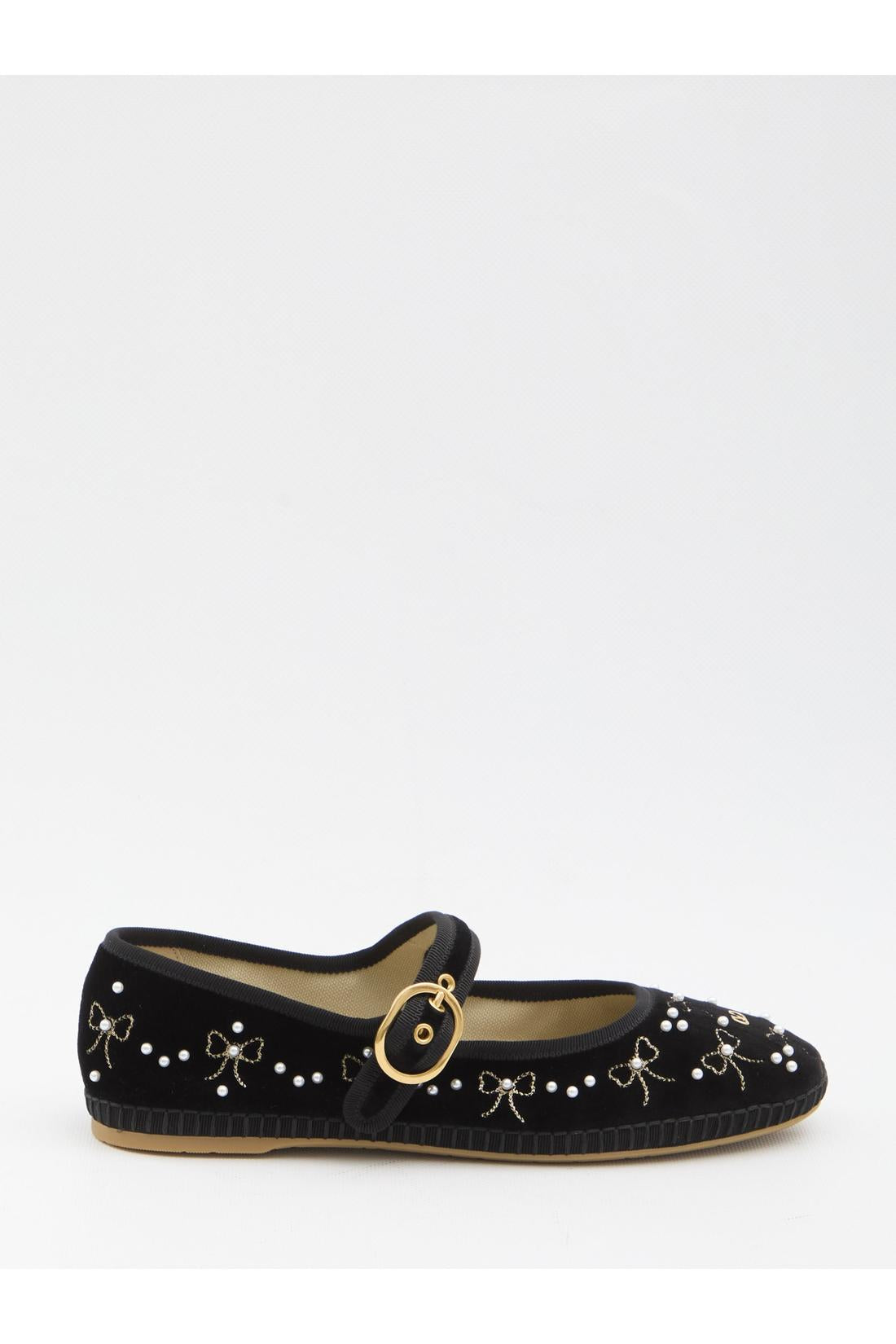 Endouce velvet Mary-Jane ballerina flats
