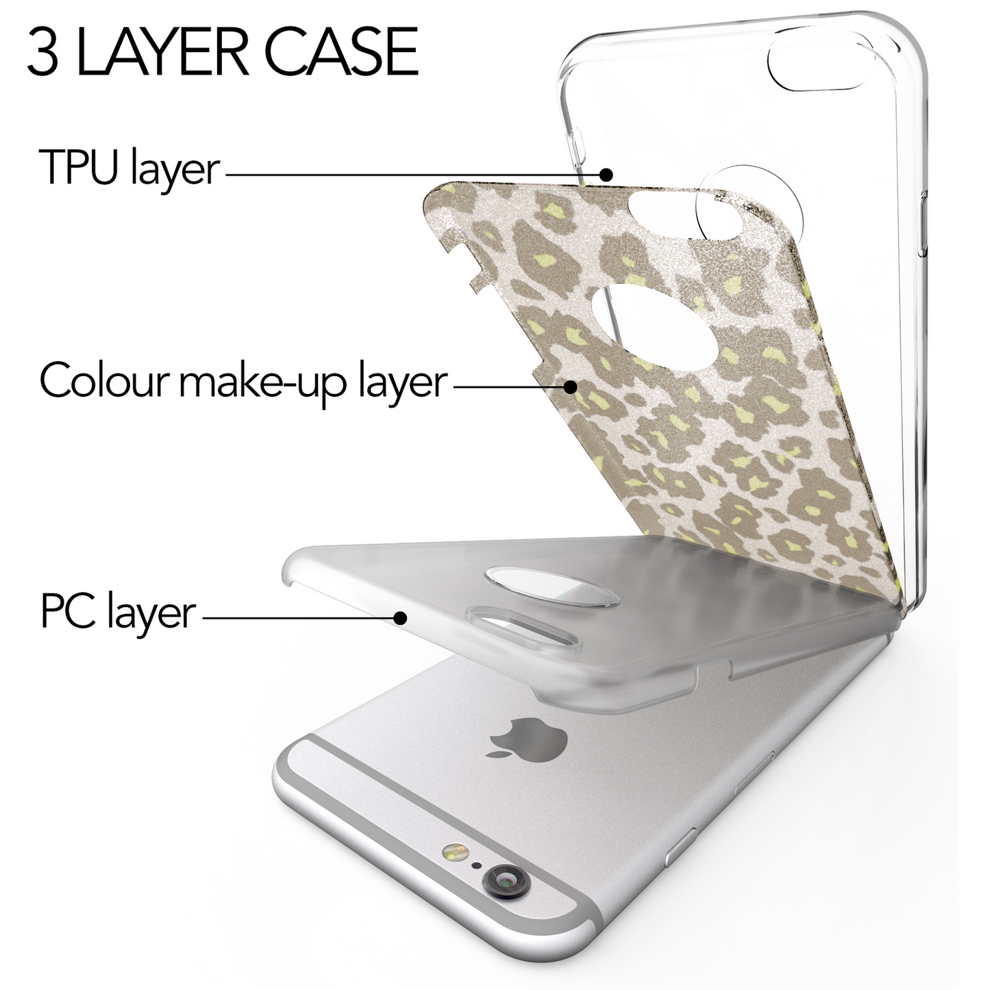 NALIA für IPHONE 6 / 6S Hülle TPU Silikon Cover Case Sparkle Leopard - Silber Grün