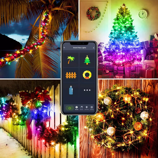 Smart LED Lichterkette Weihnachtsbeleuchtung App Musik Alexa RGB USB Wasserdicht