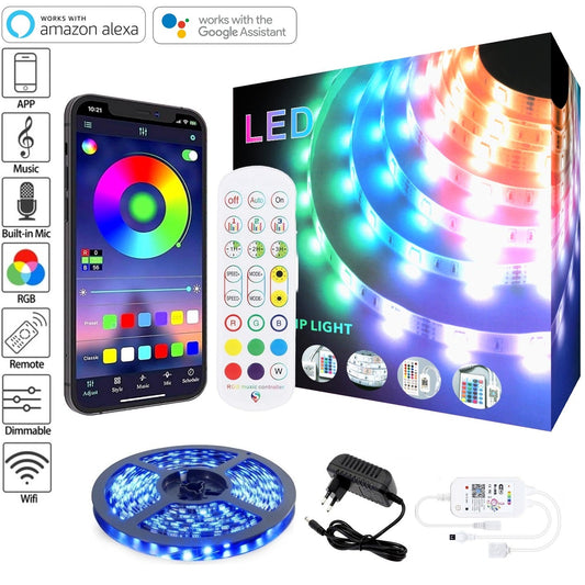 Smart LED Streifen Strip WLAN Fernbedienung RGB Handy App Musik Alexa SMD5050