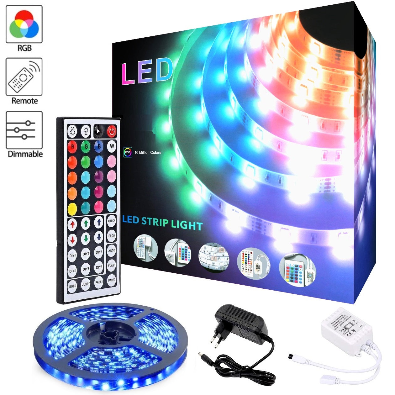 LED Streifen Strip RGB mit Fernbedienung SMD5050 für Innenräume Dimmbar