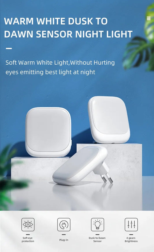 2 Stück LED Nachtlicht Steckdose mit Dämmerungssensor Warmweiß 0,5W 20 Lumen