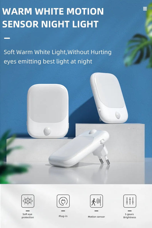 2 Stück LED Nachtlicht Steckdose mit Bewegungsmelder Warmweiß 0,5W 20 Lumen