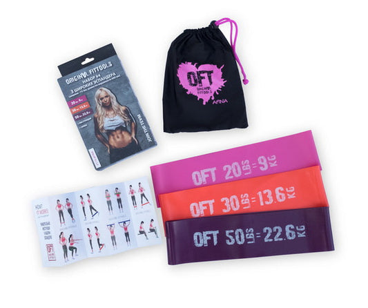 Fit tools Fitnessbänder 3er Set AFINA 20LB-50LBS