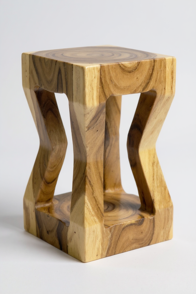 Holz Beistelltisch - Holzhocker Couchtisch Ablagetisch - Handgefertigt - Massives Suarholz - 50x28x28 cm