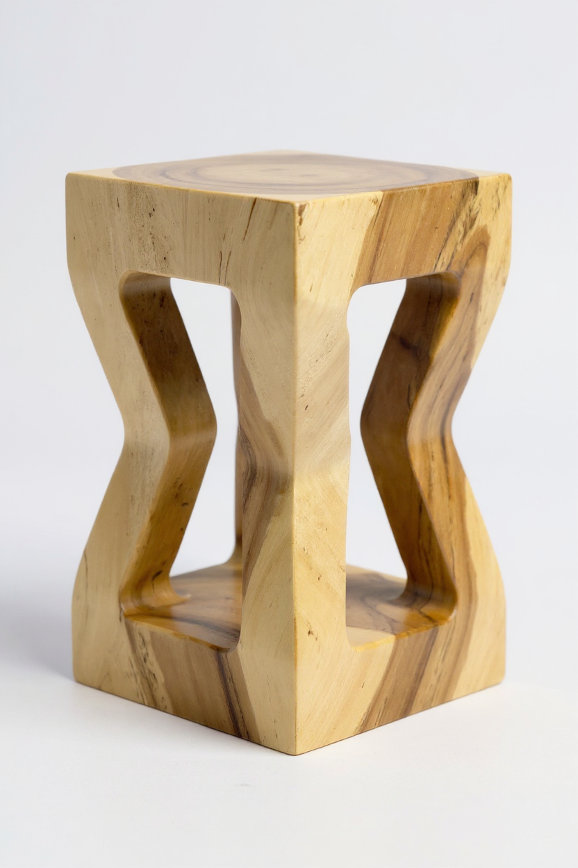 Holz Beistelltisch - Holzhocker Couchtisch Ablagetisch - Handgefertigt - Massives Suarholz - 50x28x28 cm