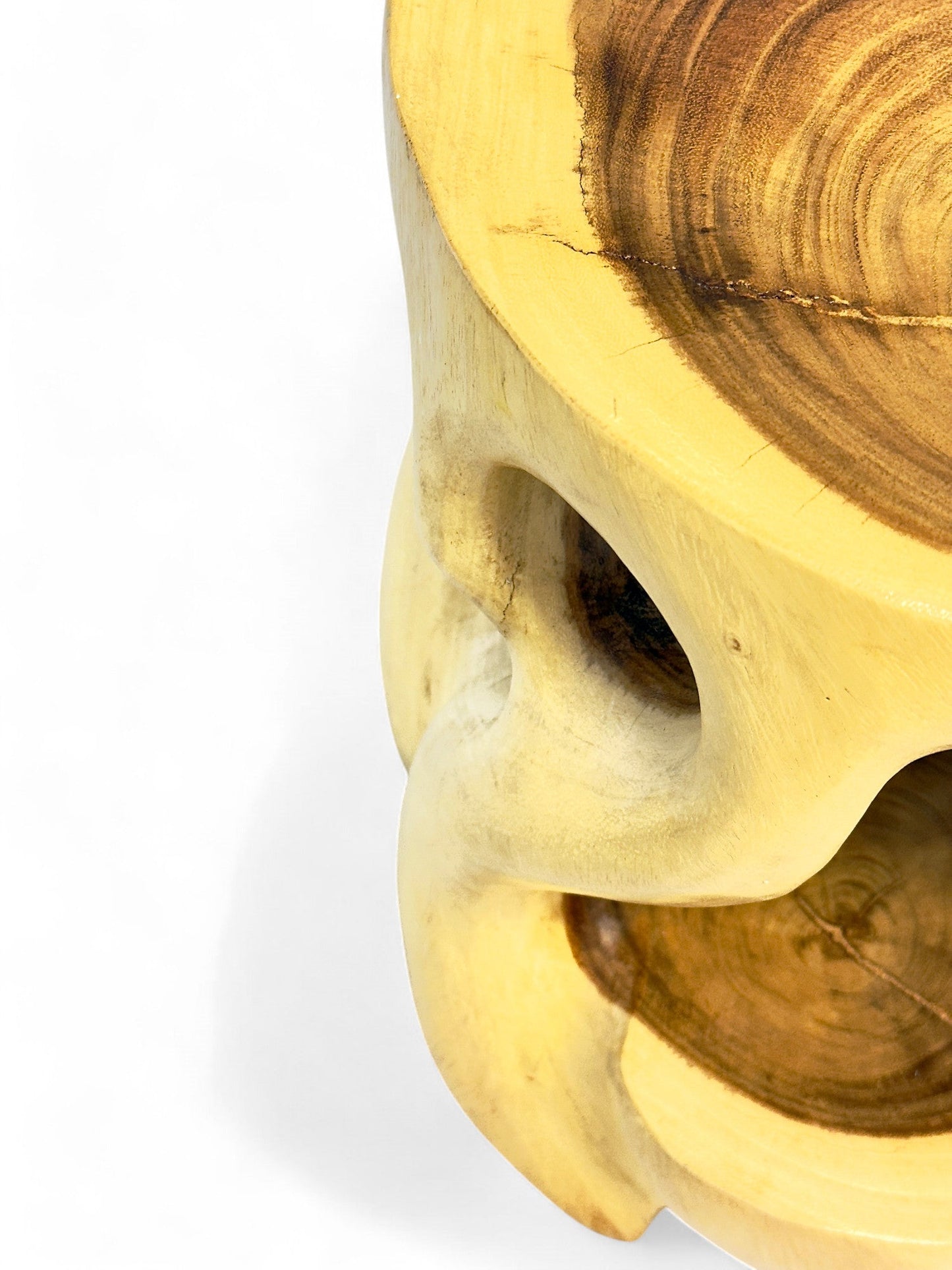 Holz Beistelltisch - Hocker, Nachttisch, Pflanzenhocker, Ablagetisch - Rundes Naturdesign mit organischer Form – Massiv aus Teakholz – 40x34x34 cm