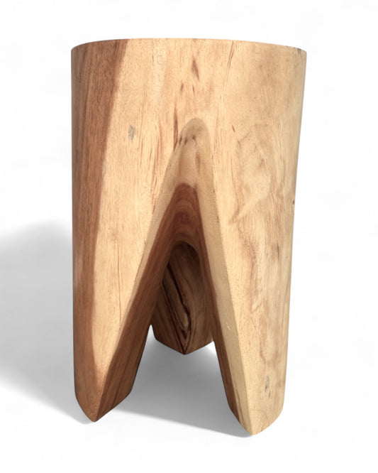 Holzhocker - Beistelltisch Blumenhocker Ablagetisch - Unikat Handgefertigt - Rund stehend aus massivem Suarholz - 45x30x30 cm